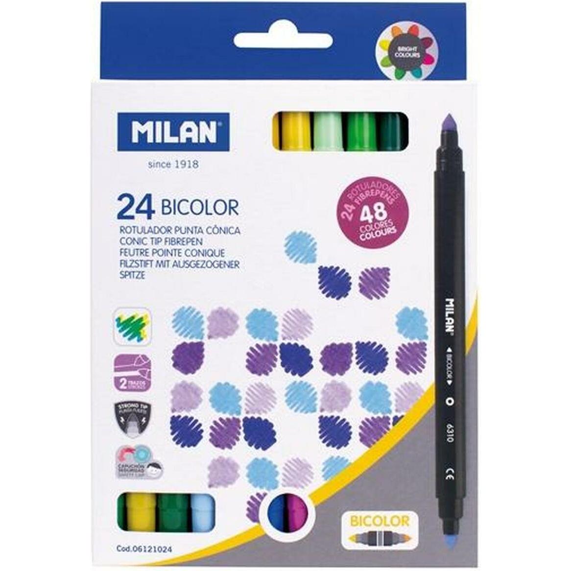 Milan, Marker, Marker-Set zweifarbig 24 Stücke Bunt (Bunt, 5 mm, 24 x)