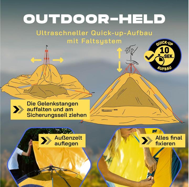 Actual product image Where Tomorrow Wurfzelt 3 Personen - Gelb, Anzahl Personen: 3 (Pitching tent, 3.10 kg, 3 persons)