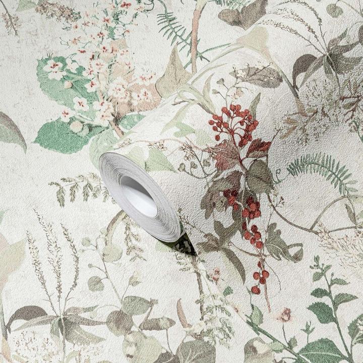 A.S. Création Floral wallpaper country house vintage wallpaper white green red non-woven wallpaper flowers floral (53 x 1005 cm)