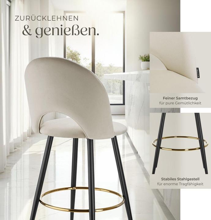 Actual product image tectake Bar stool Sachel with backrest, velvet look
