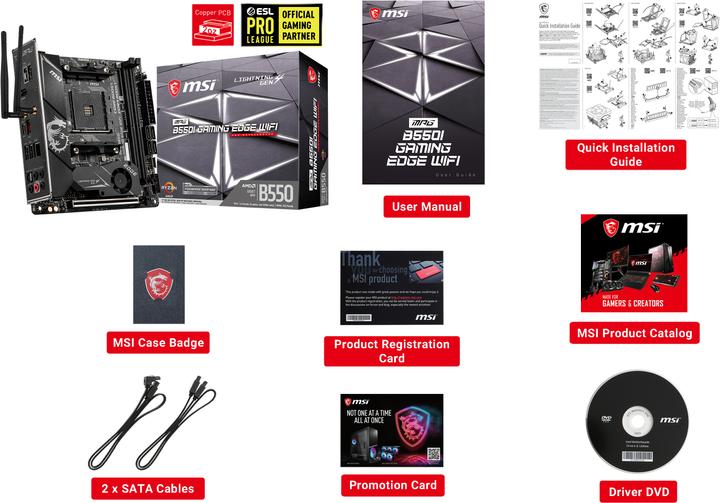 Actual product image MSI Mpg B550i Gaming Edge Wifi (AM4, AMD B550, Mini-ITX)