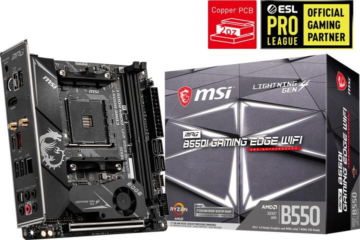 Actual product image MSI Mpg B550i Gaming Edge Wifi (AM4, AMD B550, Mini-ITX)