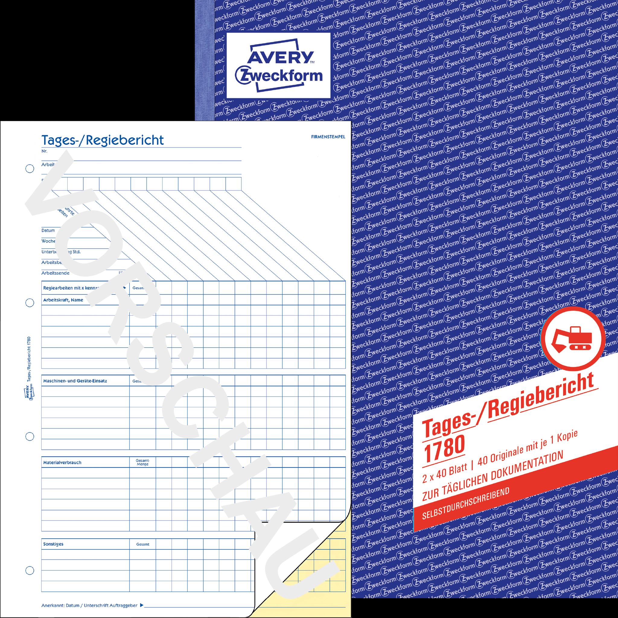 Avery, Formular, Tages-/Regiebericht (50 x)