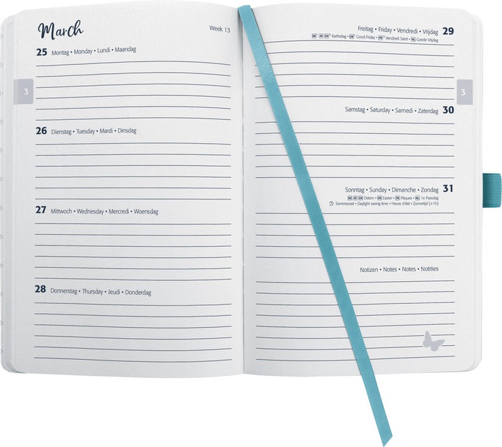 Image du produit Jolie Agenda de poche motif (9,5 x 15 cm, Allemand, Français, Italien, Anglais)