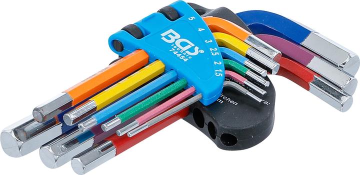 BGS Jeu de clés allen | multicolore | courtes | six pans femelle 1,5 - 10 mm | 9 pièces