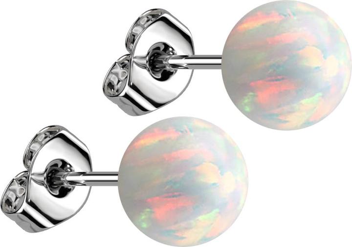 Image du produit Star Piercing Boucles d'oreilles avec boule opale blanche (sans laiton, Acier chirurgical 316L)