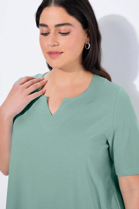 Image du produit Ulla Popken T-shirt manches courtes et col tunisien, coupe évasée (46, 48)