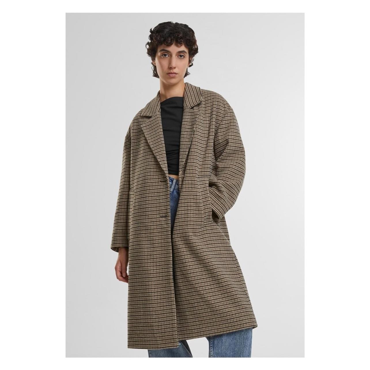 Urban Classics, Damen, Mäntel, Cappotto A Quadri Oversize, Beige, Schwarz