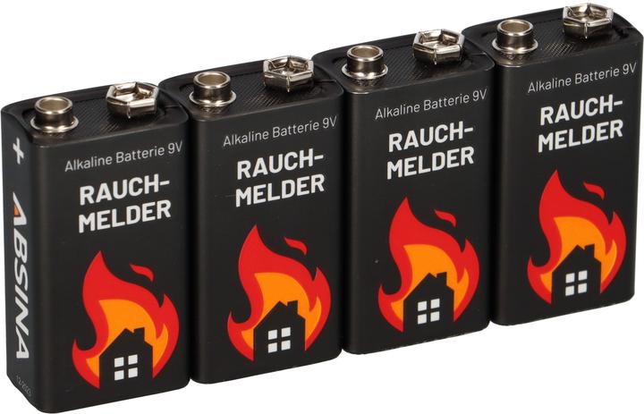 Actual product image Absina 9V Alkaline Smoke Detector Batteries (4 pcs., 9V Block)