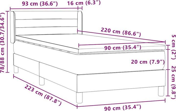 Immagine prodotto vidaXL Boxspringbett (90 x 220 cm)