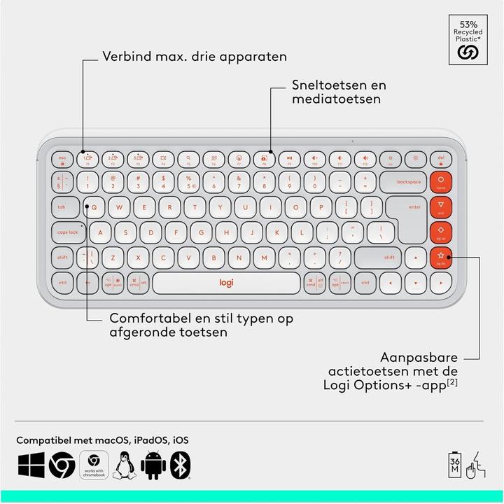 Actual product image Logitech Pop Icon Combo Mouse And Kb (US, Wireless)