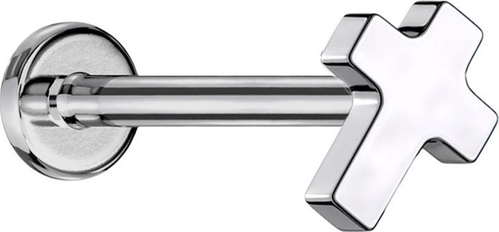 Image du produit Star Piercing Micro Labret femelle argent croix (sans laiton, Titane G23)