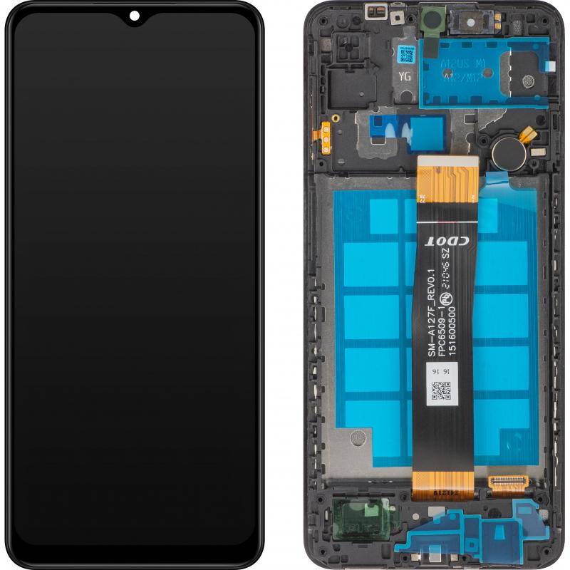 MP Display Unit für Galaxy A12 Nacho A127 / A12 A125, Aftermarket, Schwarz (Display), Pezzi di ricambio per dispositivi mobili, Nero