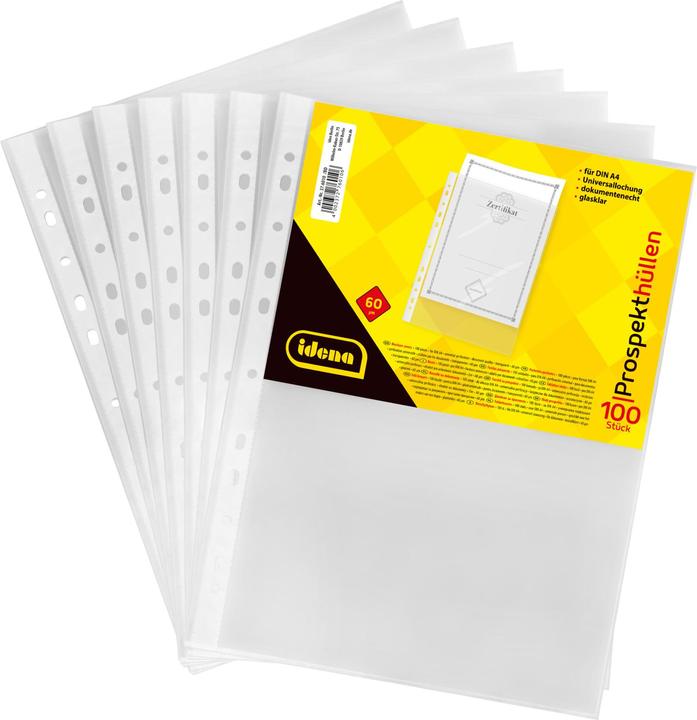 Actual product image Idena Leaflet sleeve A4 100s crystal clear 60µ (A4, 100 x)