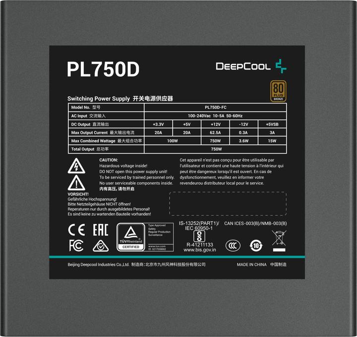 Produktbild Deepcool PL750-D ATX bk (null Watt) (750 W)