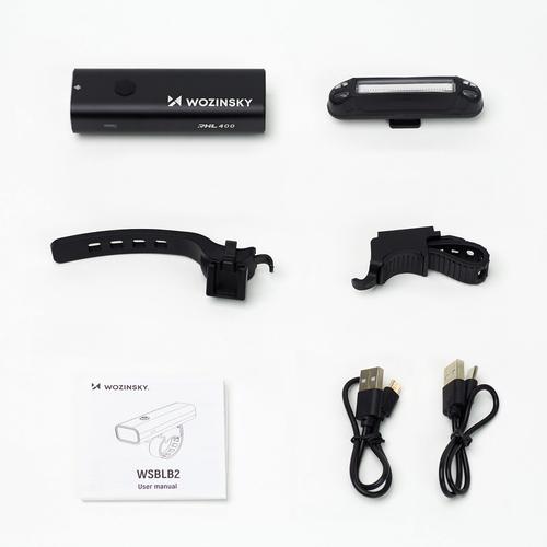 Productafbeelding Wozinsky WSBLB2 USB-C Fahrradlicht-Set vorne (400 lm) und hinten, Schwarz (400 lm)