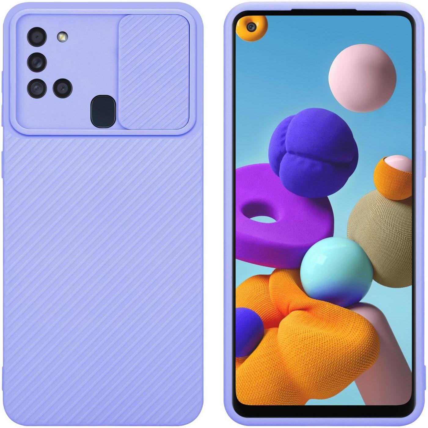Cadorabo Hülle für Samsung Galaxy A21s im TPU mit Kameraschutz LM009 Style (Samsung Galaxy A21s), Smartphone Hülle, Viol...