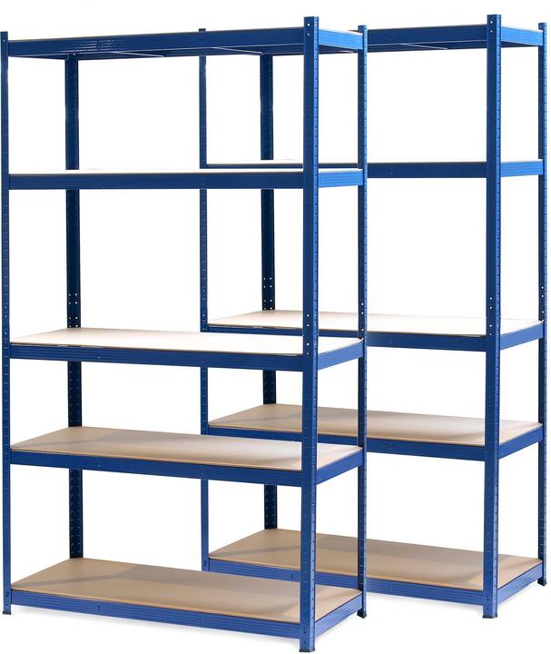 Actual product image Wiltec Set 2x Heavy-duty Shelving System Boltless Blue 100x60x200cm, 200kg/Level, 5 Levels