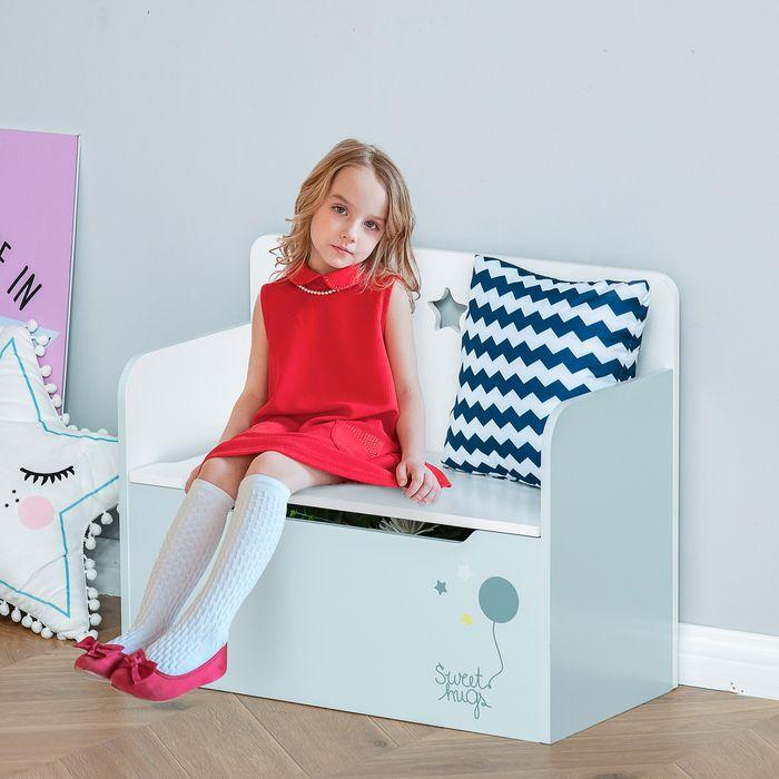 Produktbild Swisshandel24 Kindersitzbank mit Stauraum 2-in-1 Truhenbank Spielzeugkiste Aufbewahrungstruhe 3-6 Jahre Kindermöbe (Kindersitzgruppe)