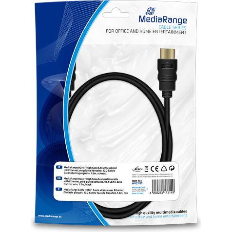 Thumbnail - MediaRange HDMI (Typ A) — HDMI (Typ A) (1.50 m, HDMI), Video Kabel