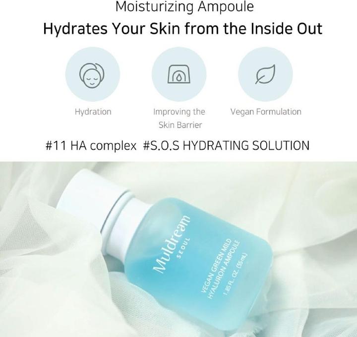 Produktbild Muldream Vegan Green Mild Hyaluron Ampoule (55 ml)