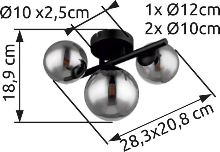 Actual product image Globo Wall lamp Riha black 3xG9 LED (80 lm, G9)