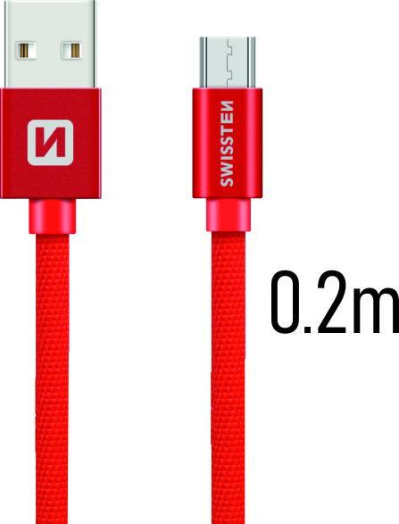 Swissten Datenkabel Textil USB / Micro-USB 0.2 M (0.20 m, USB 3.0)