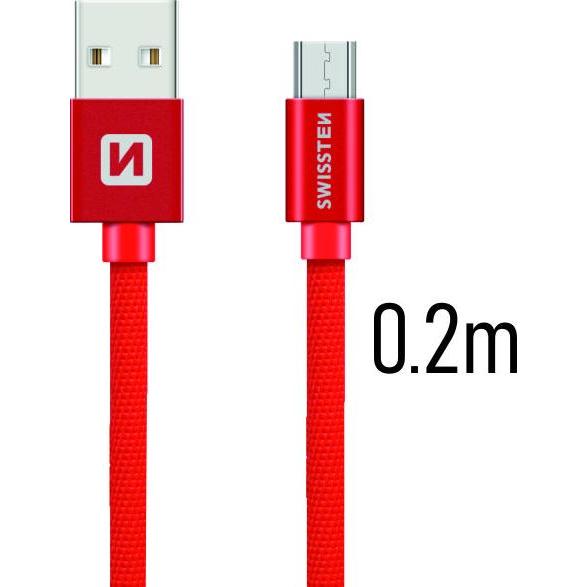 Thumbnail - Swissten Datenkabel Textil USB / Micro-USB 0.2 M (0.20 m, USB 3.0), USB Kabel
