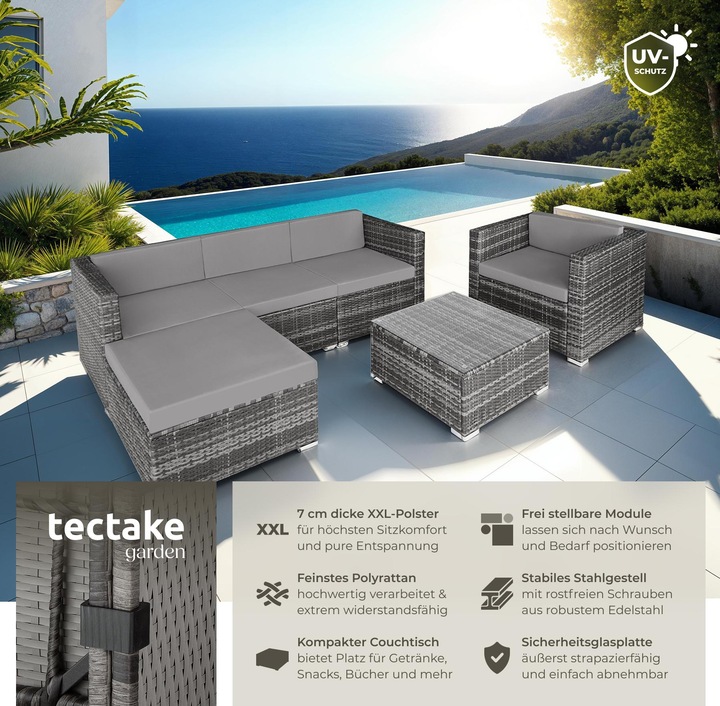 Produktbild tectake Rattan Lounge Milano