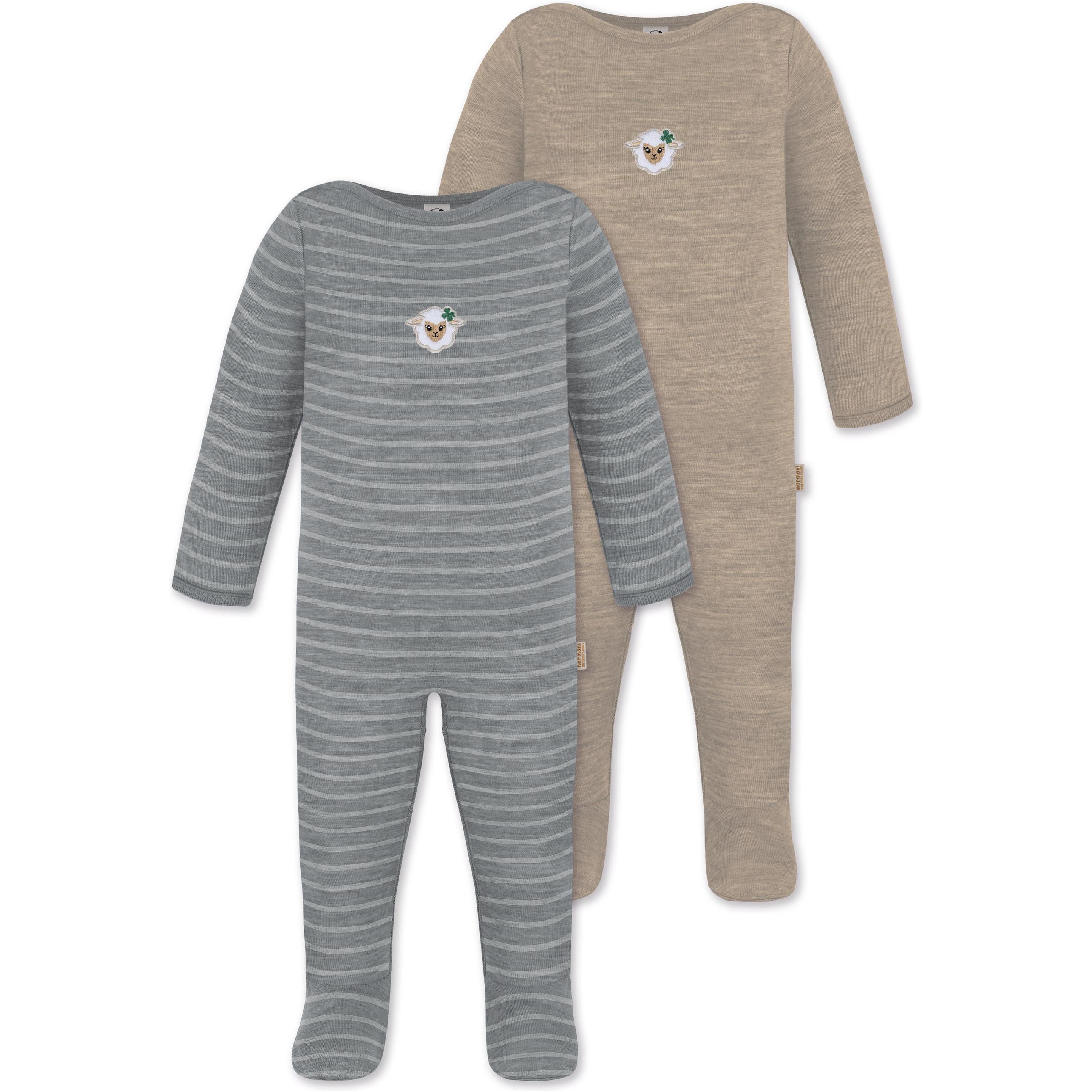 Normani, Herren, Strampler, 2er Pack MERINO Baby Merino Strampler „Levin" - 9413, Grau, (80)