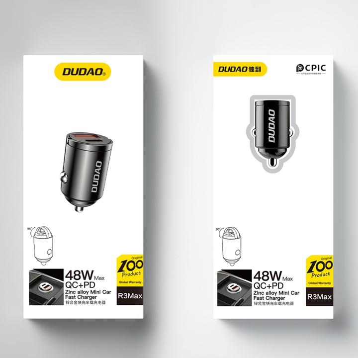 Actual product image Dudao R3MAX USB + USB-C 48W Car Charger