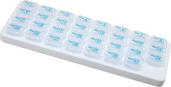 Transparent mit blauer Beschriftung, Weiss