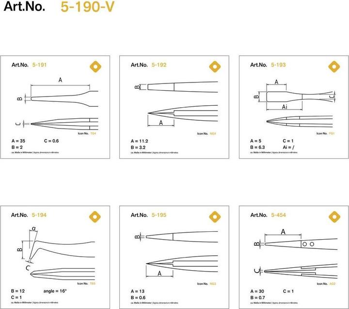 Image du produit Bernstein Jeu de pincettes 6 pièces 5-190 V