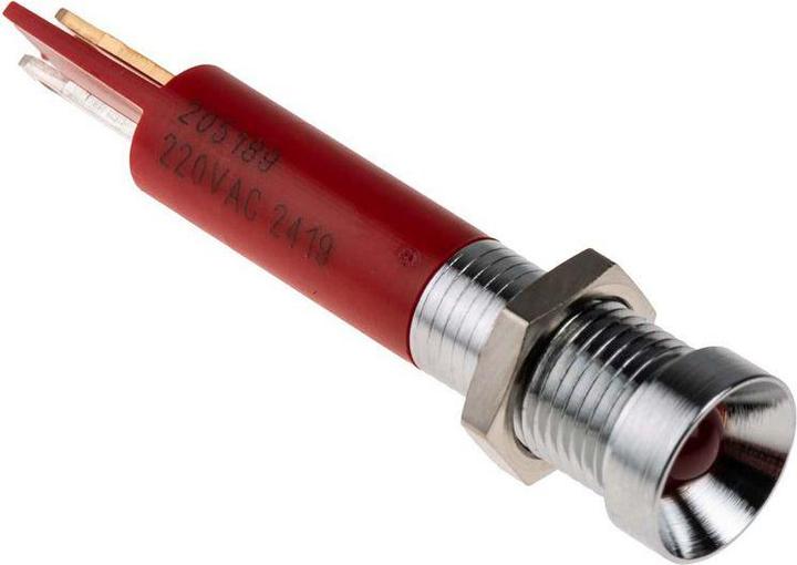 Produktbild RS PRO LED erhaben 8mm chrom 230Vac rot