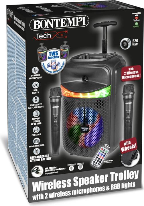 Produktbild Bontempi Trolley Amplificatore Wireless con 2 Microfono Wireless e funzione TWS