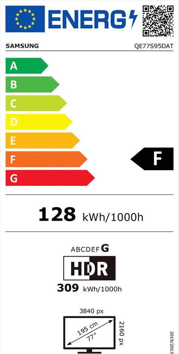 Label énergétique Samsung QE77S95D (77", S95D, OLED, 4K, 2024)