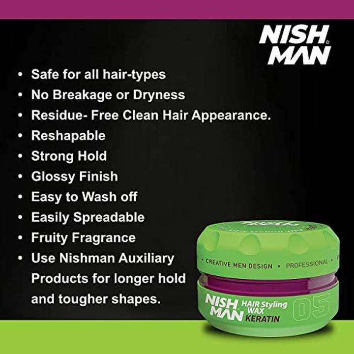 Nährwerte und Zutaten Nishman Nish Man Hair Styling Gel Wax Green 150ml (Haargel, 150 ml)