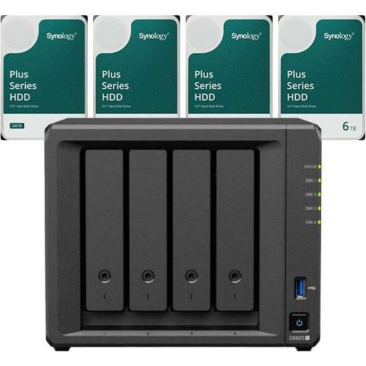 Synology DS925+ DiskStation + 24TB 4x Plus 3.5"" SATA HDD Festplatte 6 TB (4 x 6 TB), NAS