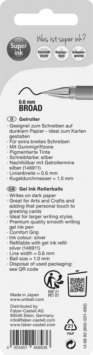 Actual product image Faber-Castell Faber.C.Gelroller UB Signo UM-153 1,0mm si. BK (Silver, 1x)
