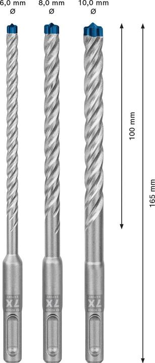 Produktbild Bosch Professional Zubehör EXPERT SDS plus-7X Hammerbohrer-Set, 6/8/10 mm, 3-tlg. (10 mm, 6 mm, 8 mm)