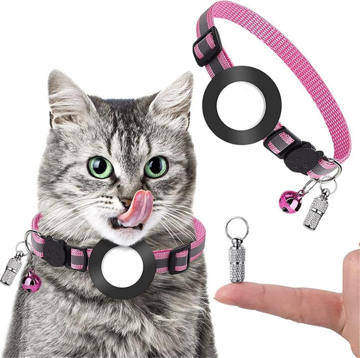 Produktbild Esmée Katzen Halsband mit AirTag Silikon Halter & Reflektor/Glöckchen Rosa