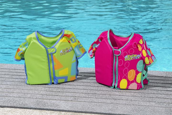 Immagine prodotto Bestway Giubbotto di salvataggio Swim Safe ABC con copertura in tessuto UPF 50+ (Taglia unica, 11 - 30 kg)