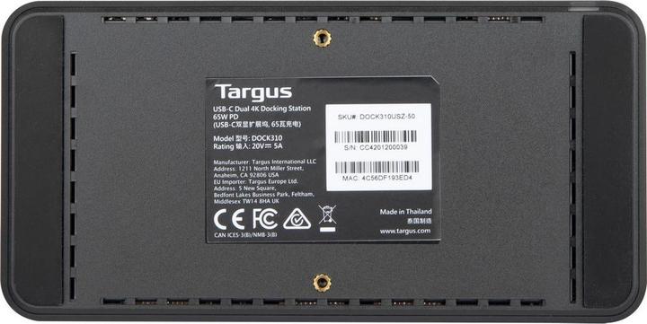 Produktbild Targus DOCK310EUZ USB-C Dual 4K Dockingstation mit 65W Power Delivery (USB-C, 1 Port)