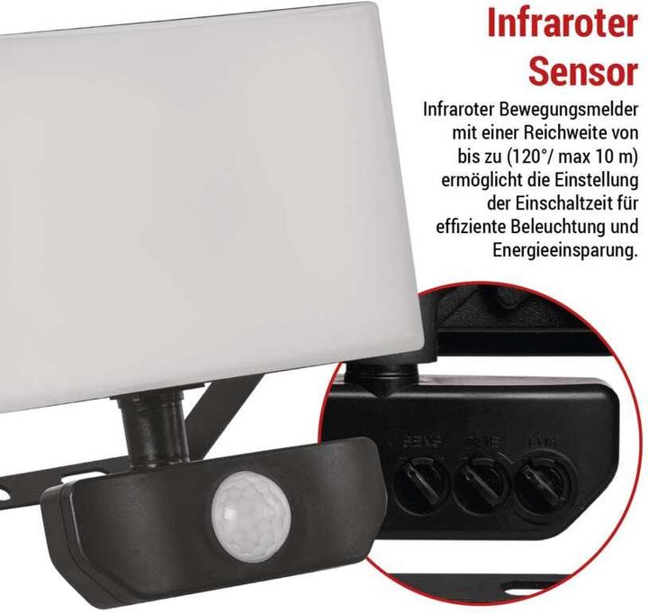 Produktbild Emos LED-Flutlicht TAMBO mit Bewegungssensor, 20 W, 2000 lm, schwarz (2000 lm, IP54)