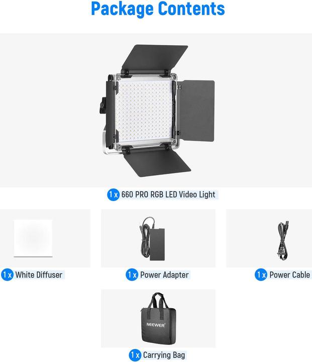 Image du produit Neewer 660 Pro RGB LED Video Light With Barndoor (Lumière vidéo)