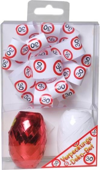 UdoS Verpackungs-Deko Set zum 30. Geburtstag (Geschenkband, 1 x)