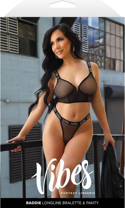 Produktbild Fantasy Lingerie baddie longline mesh bralette & panty, l/xl (L)