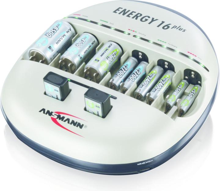 Produktbild Ansmann Energy 16 Plus (1 Stk., AA / LR6 / LR06 / Mignon / R6 / R14505, AAA / LR03 / Micro / R03 / AM4 / MN2400 / KR03, C, D, Ladegerät ohne Akku)