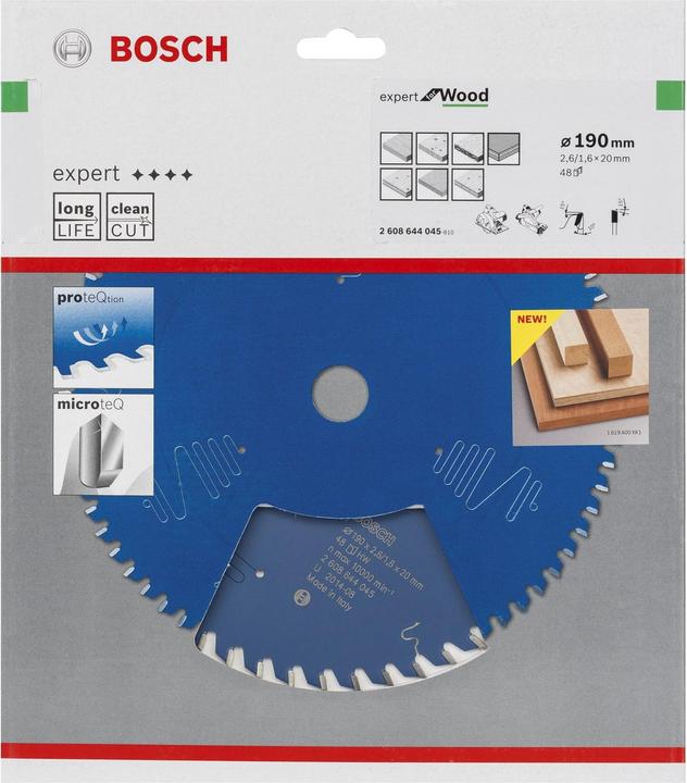 Produktbild Bosch Professional Zubehör Kreissägeblatt Expert for Wood, 190 x 20 x 2,6 mm, 48