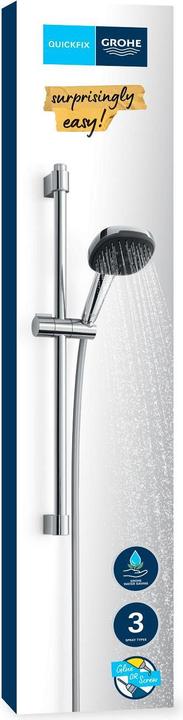 Produktbild Grohe Vitalio Comfort 110 QuickFix Brausestangenset, kleben oder bohren, Länge 600mm, 3 Strahlarten, wasse